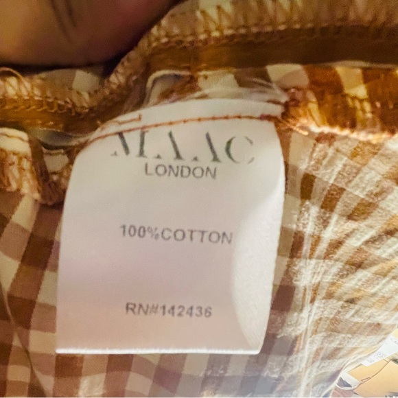 Maac London hull tie wrap shirt with puff sleeves and long wrap ribbon cotton m - Picture 5 of 8